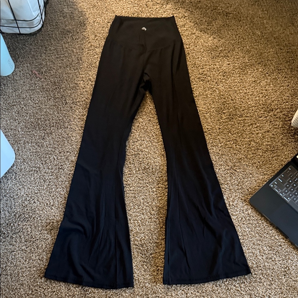 High-Waisted Black Flared Leggings